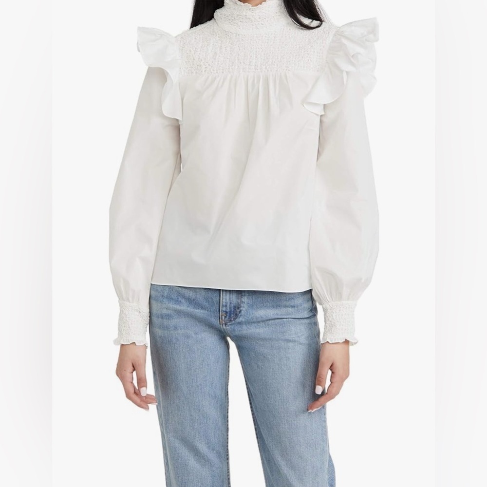 Cinq Sept Women's White Long Sleeve River Top (Size S)